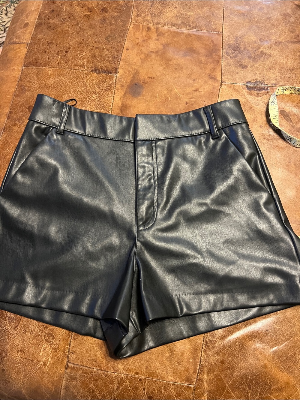 Zara faux leather high waisted shorts black with pockets
